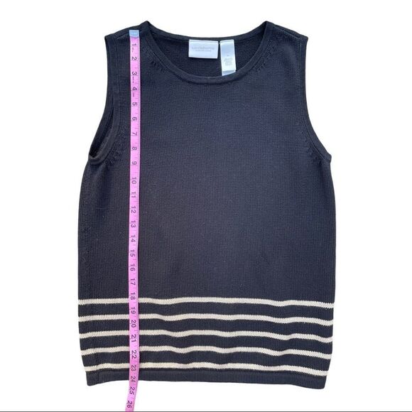 Liz Claiborne Black Tan Sweater Size M Knit Vest - Picture 7 of 8